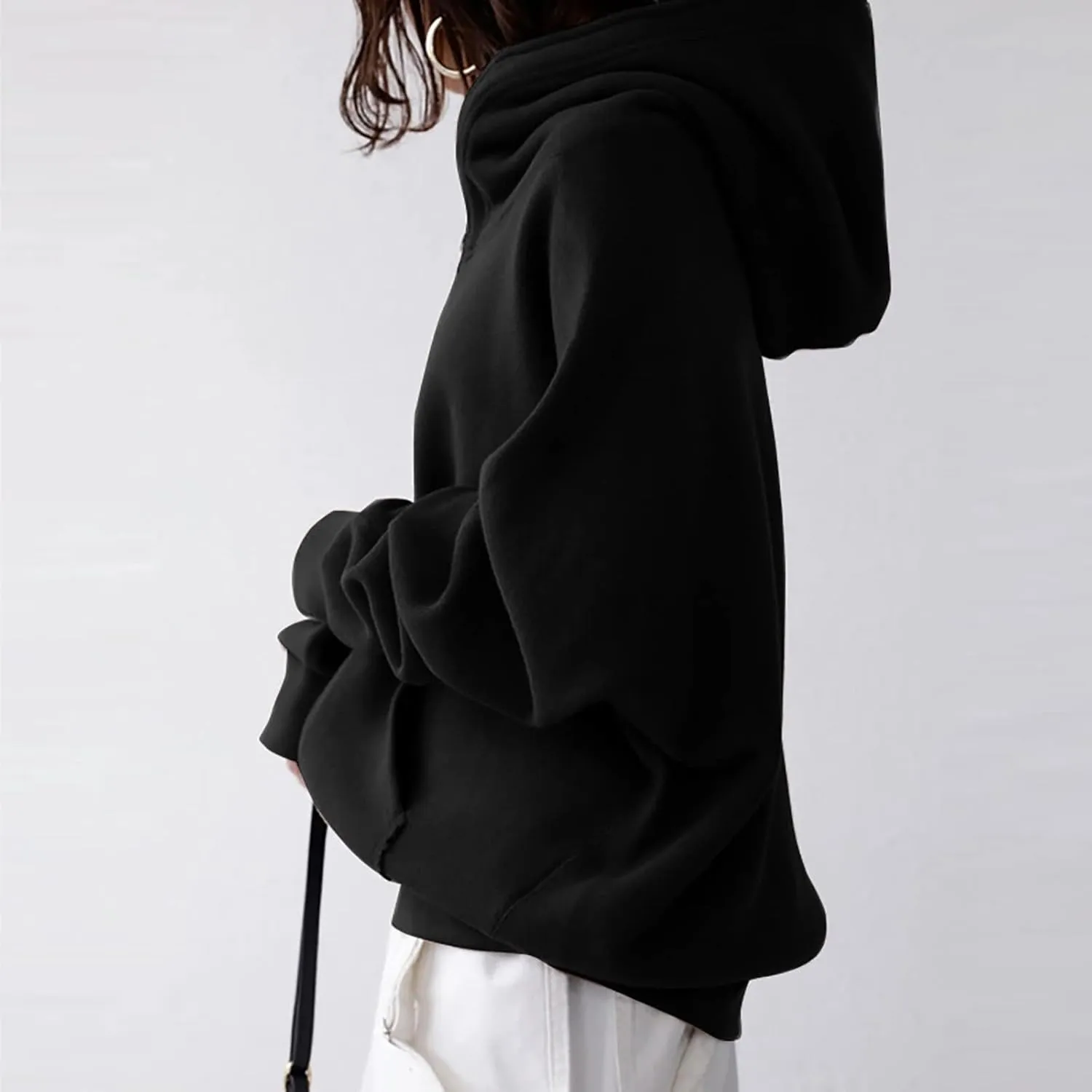 XUNRYAN Womens Hoodies Long Teen Girl Fall Fashion 2023 Jacket Oversized Sweatshirts Casual Clothes Zip Up Hoodie Pockets