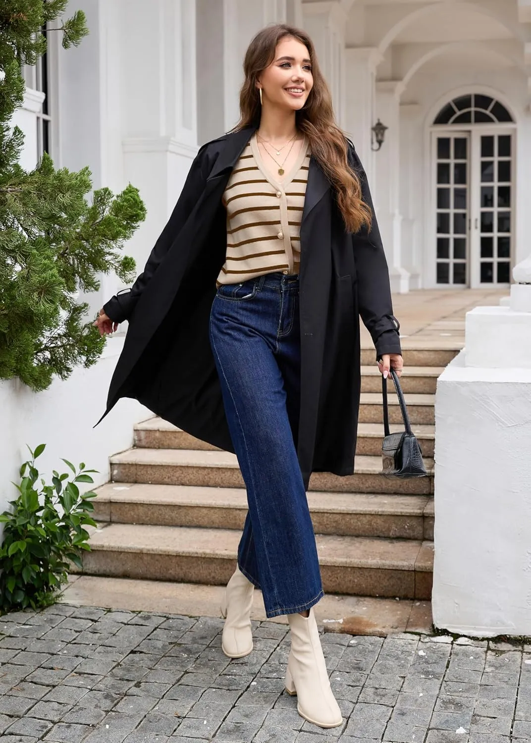 YAMANMAN Sweater Vest for Women Striped Knit Cropped Tank Tops Sleeveless Button Up Cardigan Sweater Vests 2024 Fashion