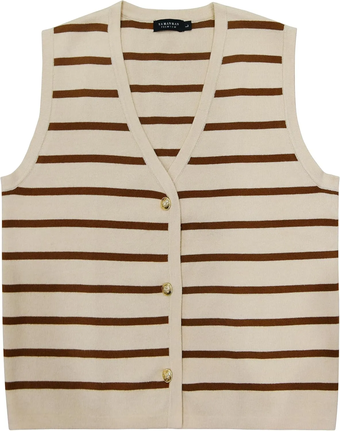 YAMANMAN Sweater Vest for Women Striped Knit Cropped Tank Tops Sleeveless Button Up Cardigan Sweater Vests 2024 Fashion