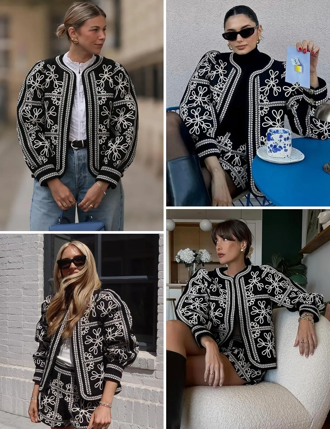 Yimoon Women's Cropped Quilted Puffer Jacket Lightweight Floral Print Padded Coat Open Front Puffy Cardigan Outwear