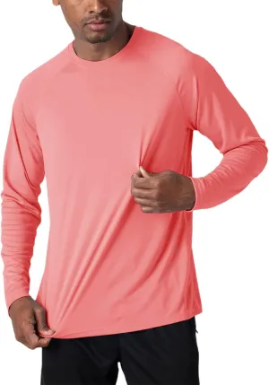 Yiqinyuan Men's T-Shirts Summer Long Sleeve Performance Quick Dry Breathable Hiking T-Shirts Watermelon Red