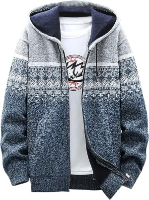 Ymosrh Mens Coats and Jackets Fashion Casual Sweater Jacket Warm Knit Sweater Hooded Hoodie Coats Jackets Plus Size