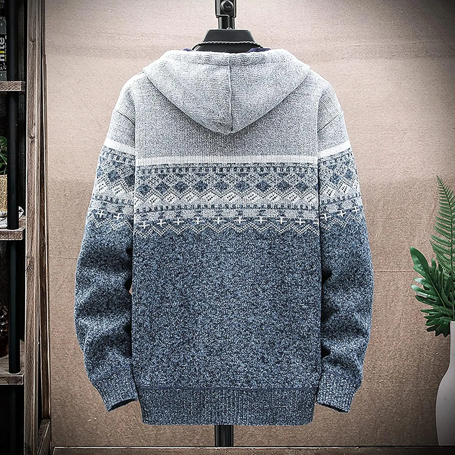 Ymosrh Mens Coats and Jackets Fashion Casual Sweater Jacket Warm Knit Sweater Hooded Hoodie Coats Jackets Plus Size