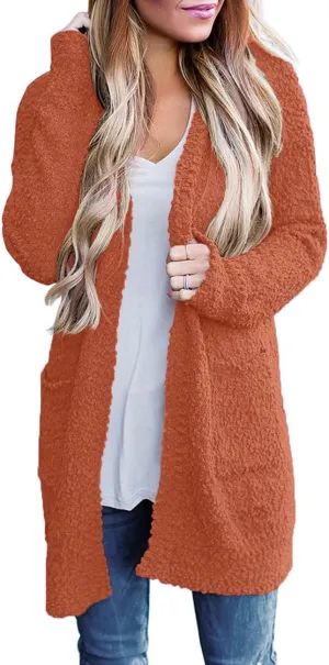ZESICA Women's Fall Casual Long Sleeve Open Front Soft Chunky Knit Sweater Cardigan Outerwear