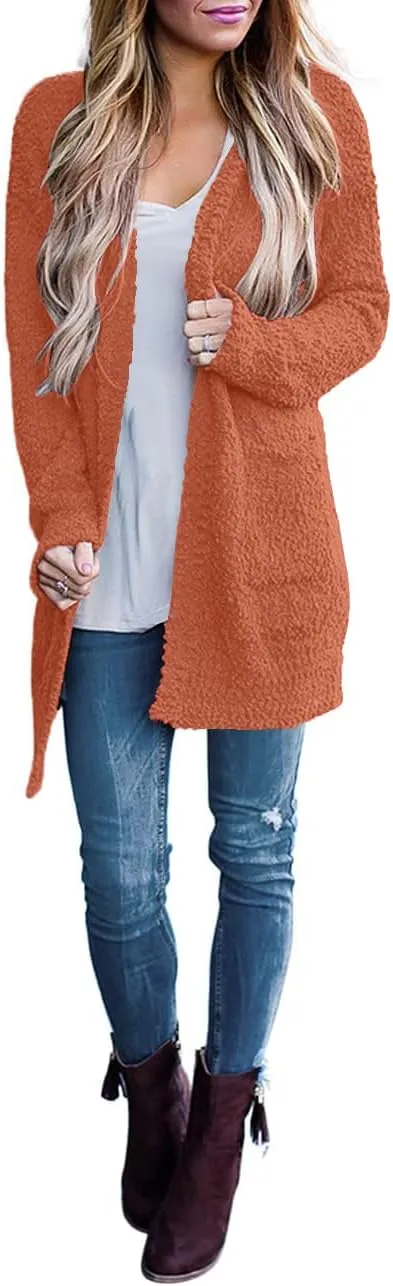 ZESICA Women's Fall Casual Long Sleeve Open Front Soft Chunky Knit Sweater Cardigan Outerwear