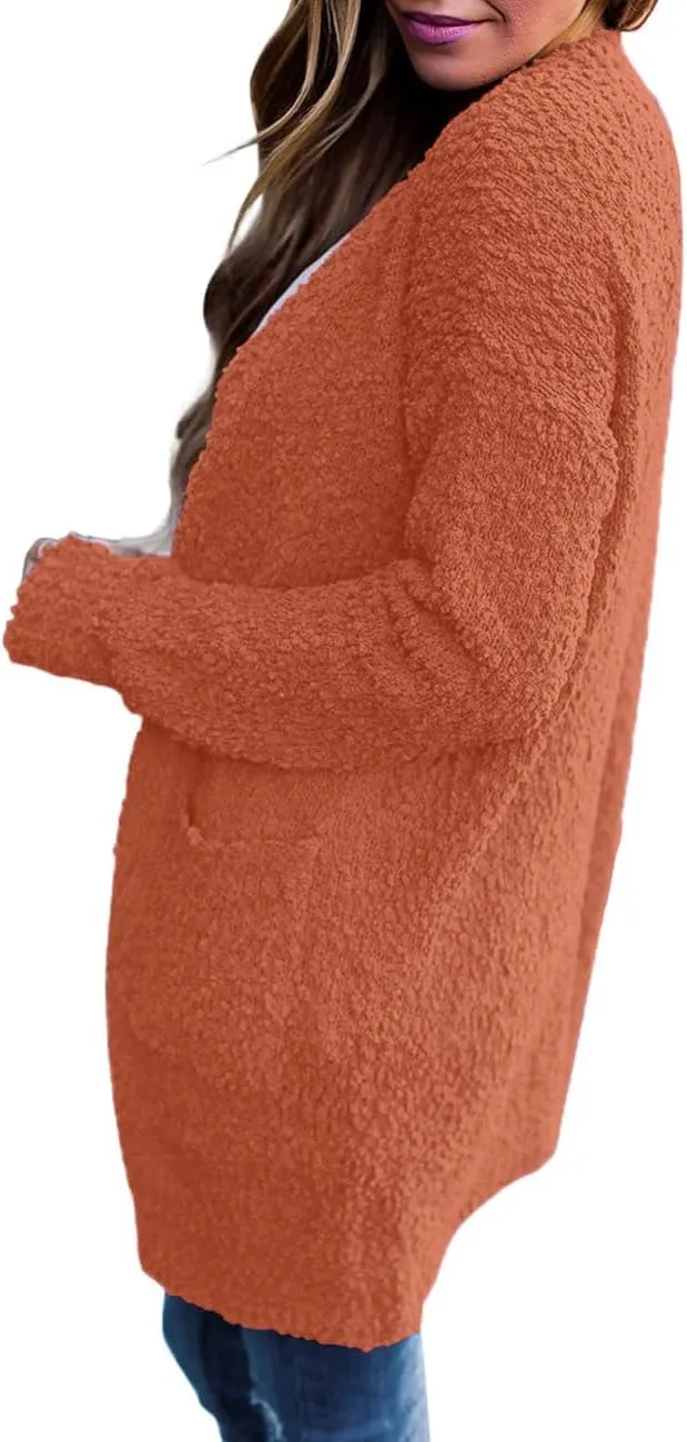 ZESICA Women's Fall Casual Long Sleeve Open Front Soft Chunky Knit Sweater Cardigan Outerwear