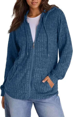 Zip Up Hoodie Women 2024 Oversized Sweatshirt Long Sleeve 2024 Fall Outfit Lightweight Jackets Workout Clothes