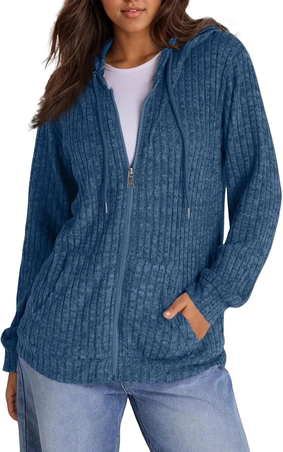 Zip Up Hoodie Women 2024 Oversized Sweatshirt Long Sleeve 2024 Fall Outfit Lightweight Jackets Workout Clothes