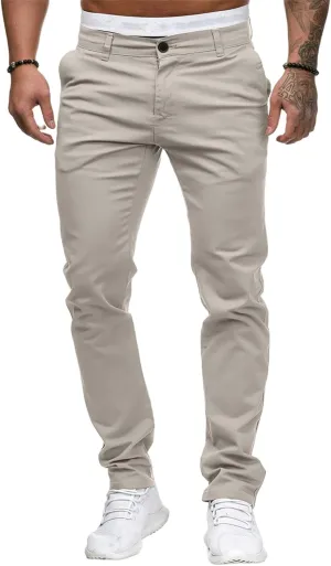ZWRXW Men's Pants Slim Fit Casual Stretch Sweatpants Flat-Front Skinny Dress Comfy Chino Long Pant with Pockets