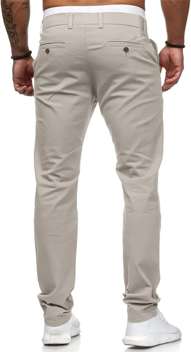 ZWRXW Men's Pants Slim Fit Casual Stretch Sweatpants Flat-Front Skinny Dress Comfy Chino Long Pant with Pockets