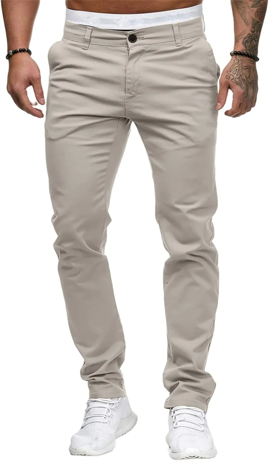 ZWRXW Men's Pants Slim Fit Casual Stretch Sweatpants Flat-Front Skinny Dress Comfy Chino Long Pant with Pockets