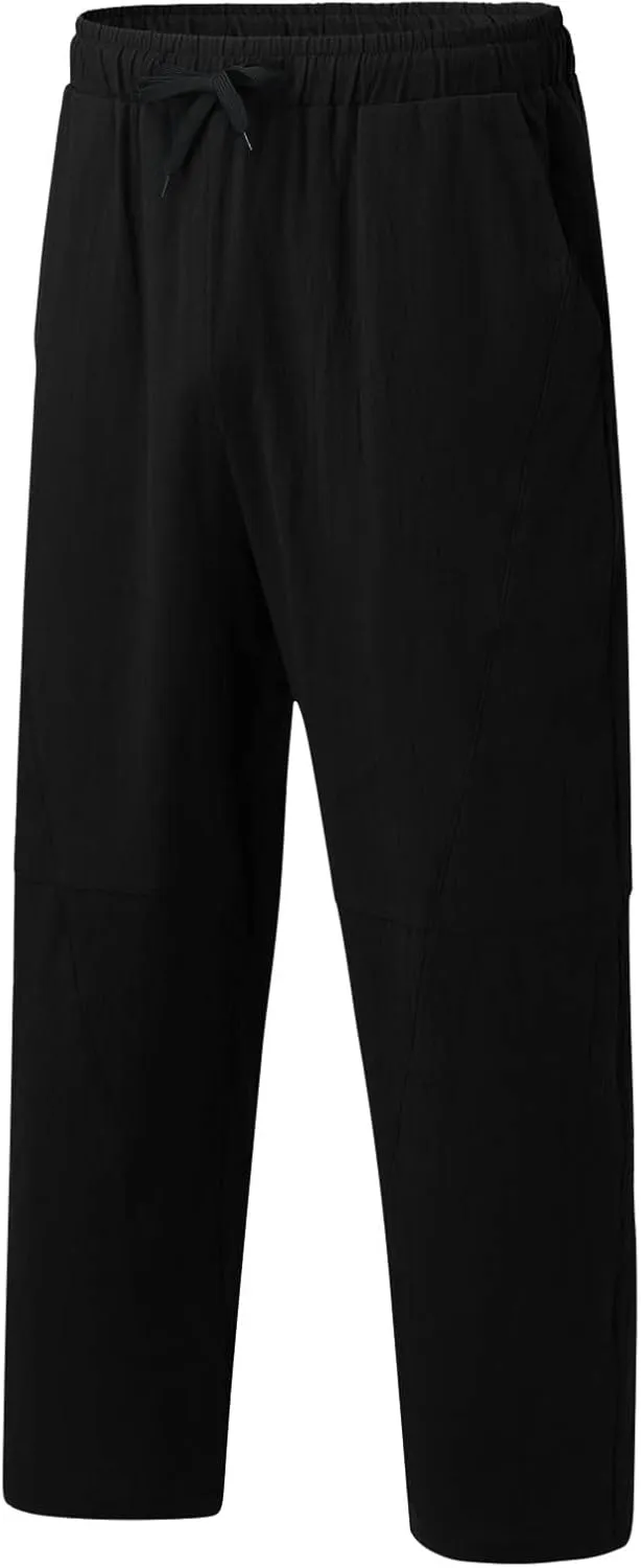 ZYXTIM Men's Casual Harem Pants Plus Size Elastic Waist Tapered Leg Plain Loose Summer Beach Trousers Low Rise Hippie Bottoms
