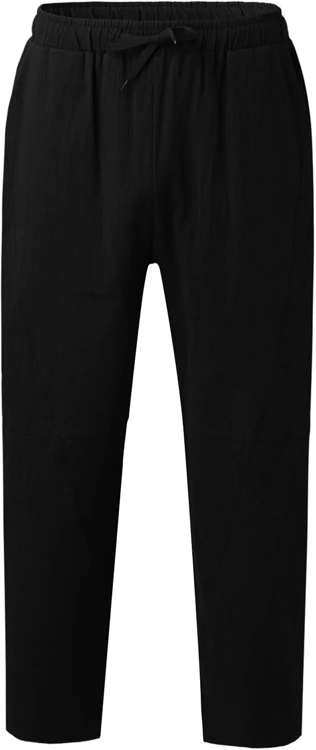 ZYXTIM Men's Casual Harem Pants Plus Size Elastic Waist Tapered Leg Plain Loose Summer Beach Trousers Low Rise Hippie Bottoms